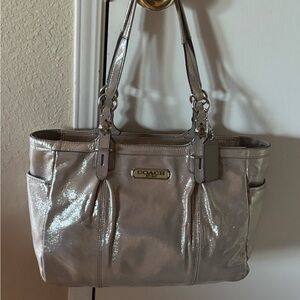 Coach Metallic Gray Tote Bag